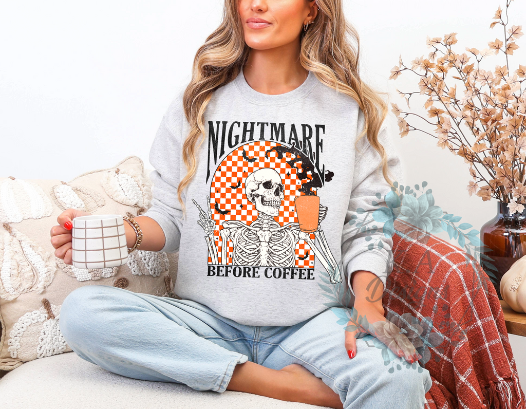 Nightmare Before Coffee-Orange Sweatshirt