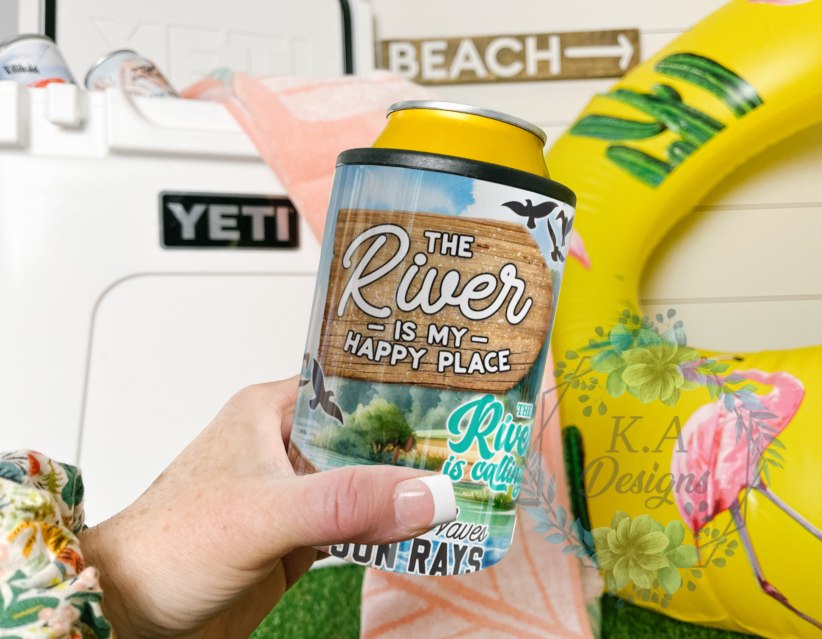 The River Is My Happy Place Can Cooler