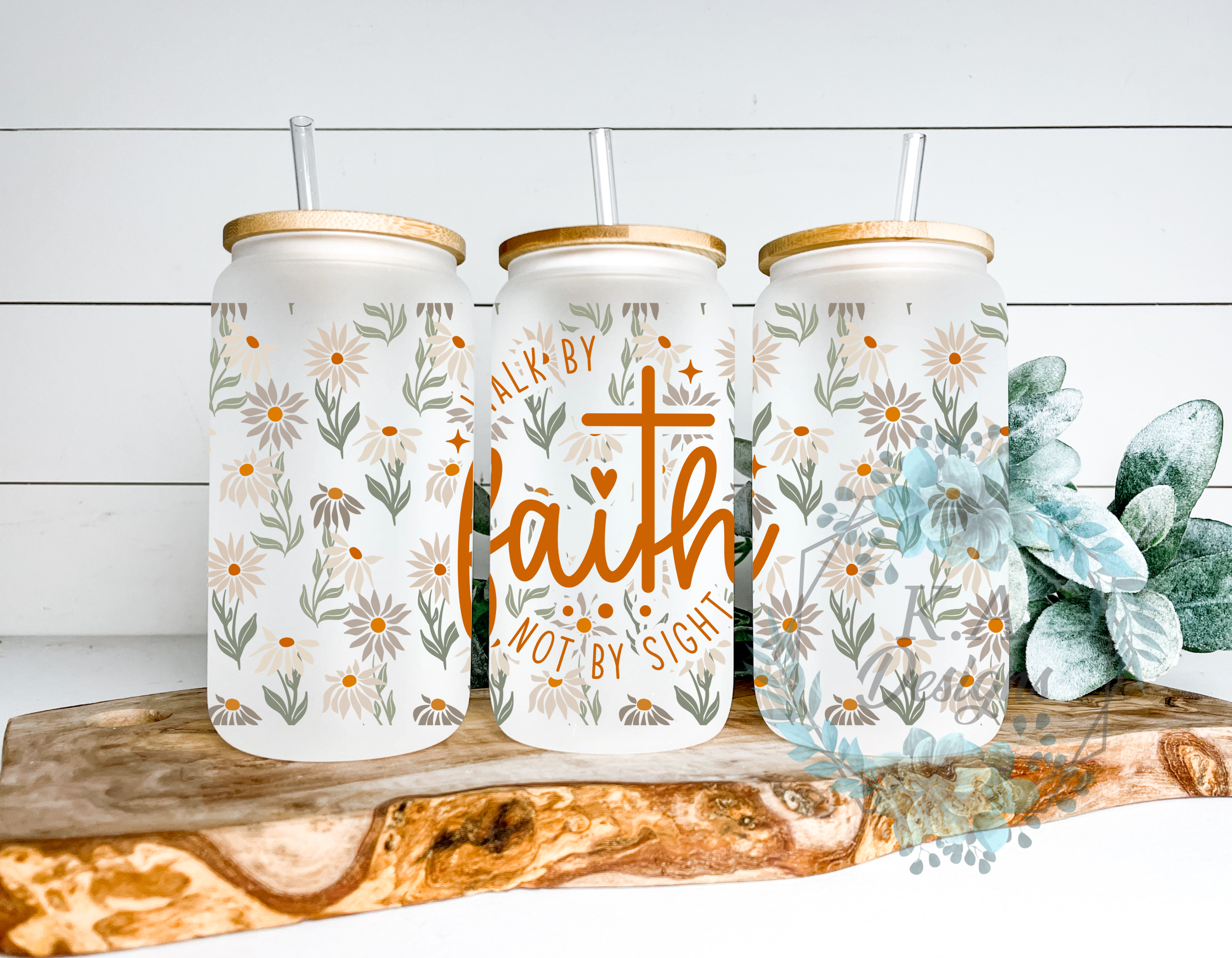 Walk By Faith Not By Sight Frosted Glass Can