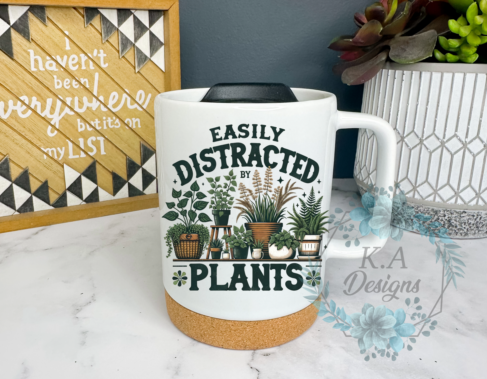 Easily Distracted By Plants Cork Bottom Mug