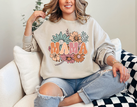 Pastel Floral Grunge Mama Sweatshirt