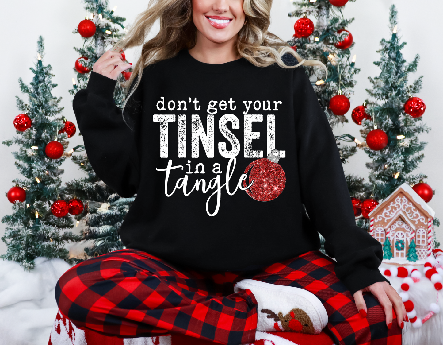 Tinsel In A Tangle Sweatshirt (Red)