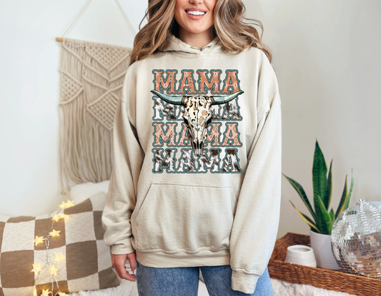 Boho Bull Skull Mama Hoodie