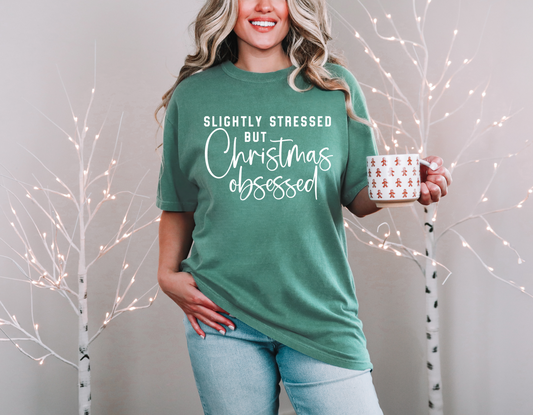 Slightly Stressed But Christmas Obsessed T-Shirt