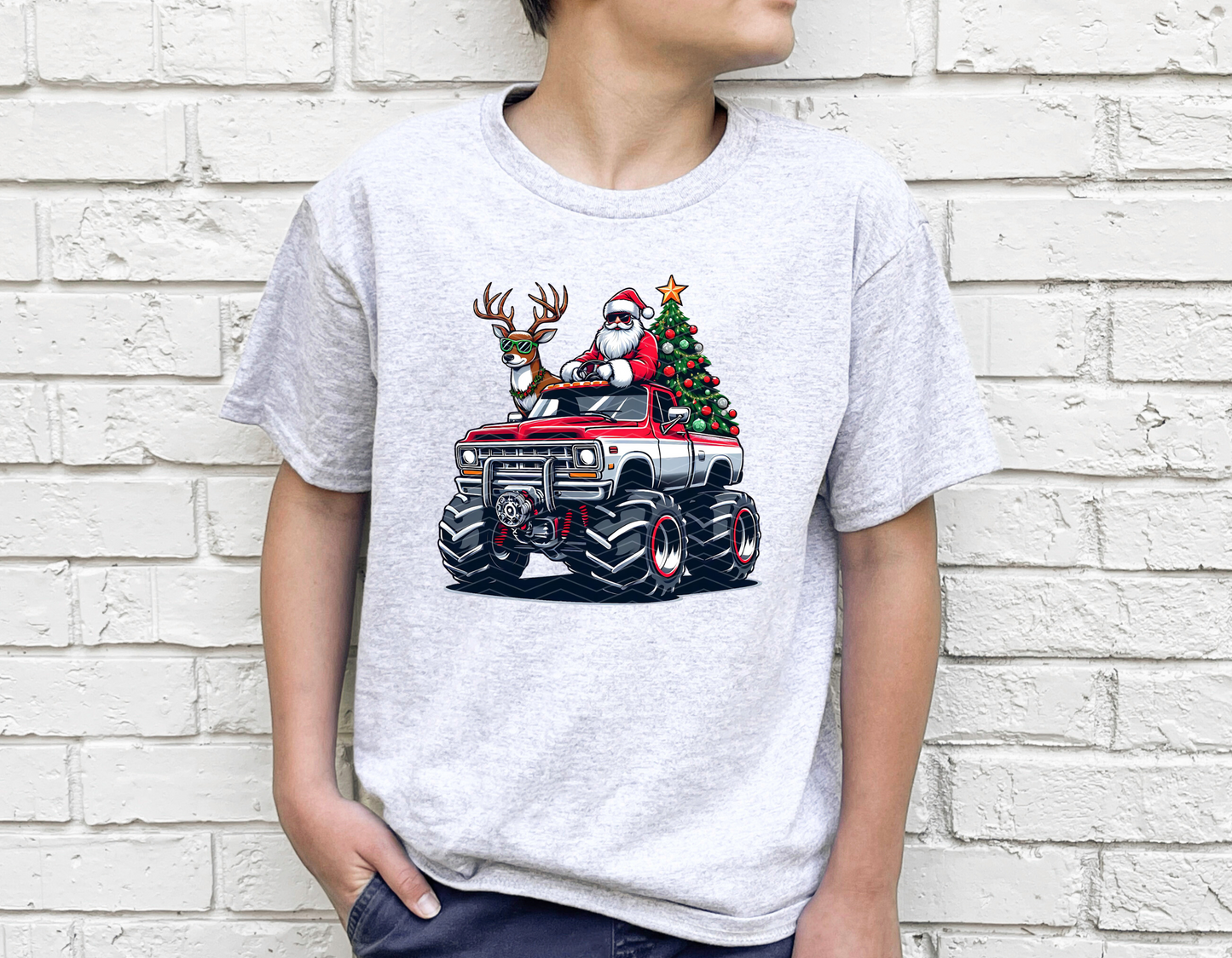 Monster Truck Santa Youth T-Shirt