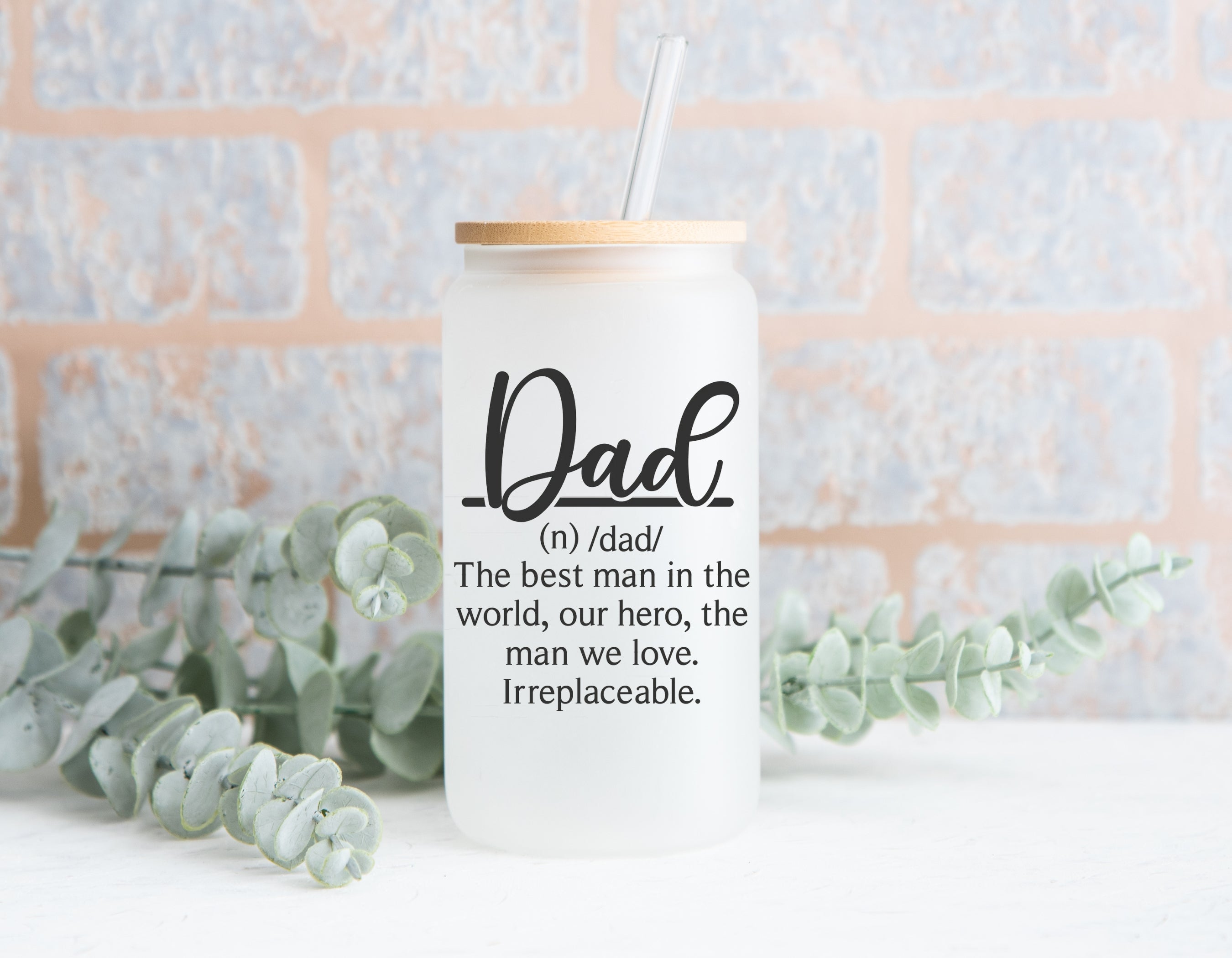 Dad Frosted Beer Can Glass