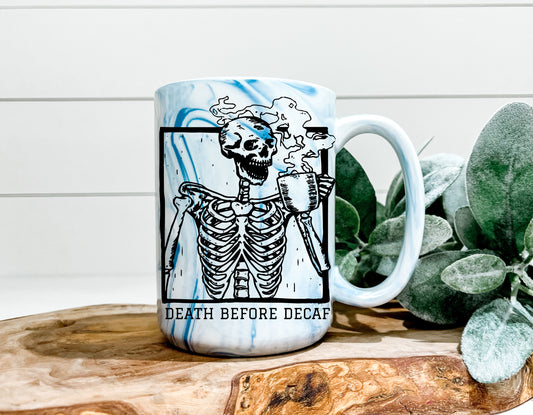 Death Before Decaf Marble Mug