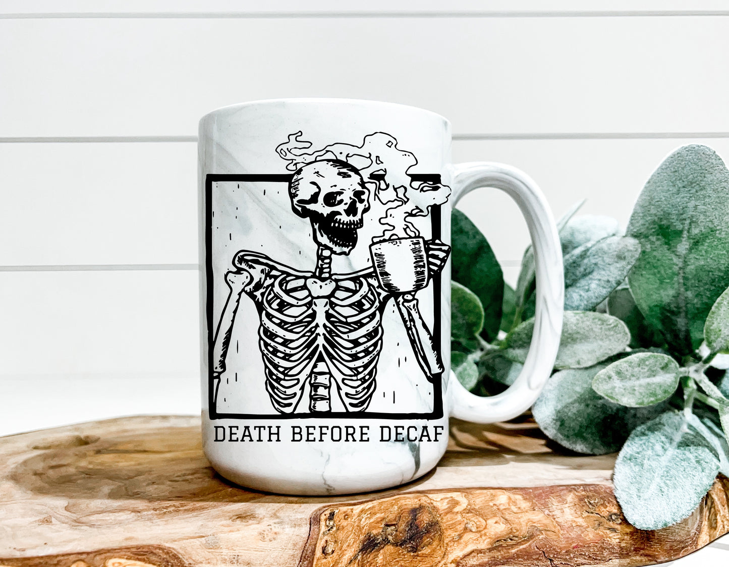 Death Before Decaf Marble Mug