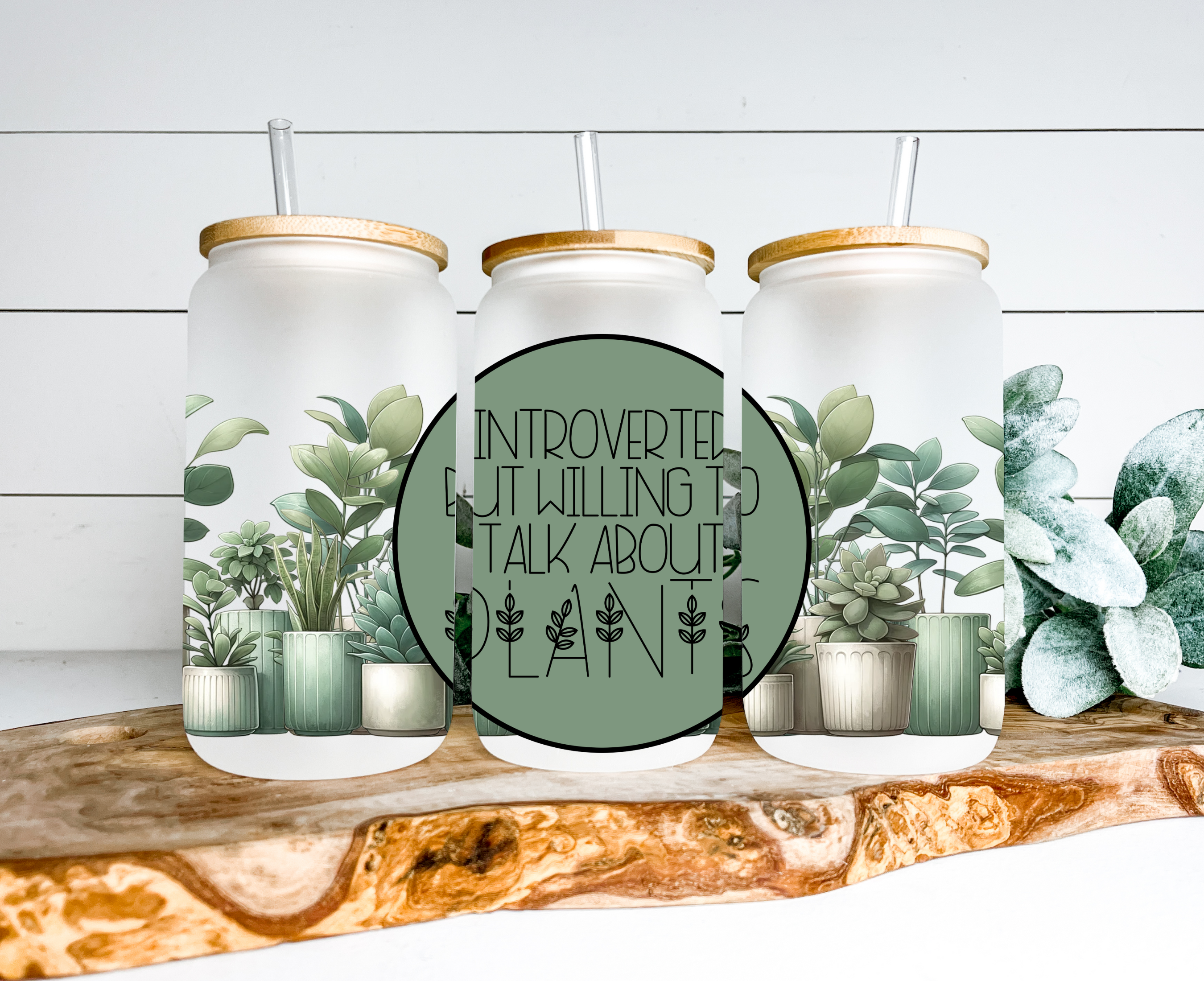 Introverted But Willing To Talk About Plants Frosted Glass Can