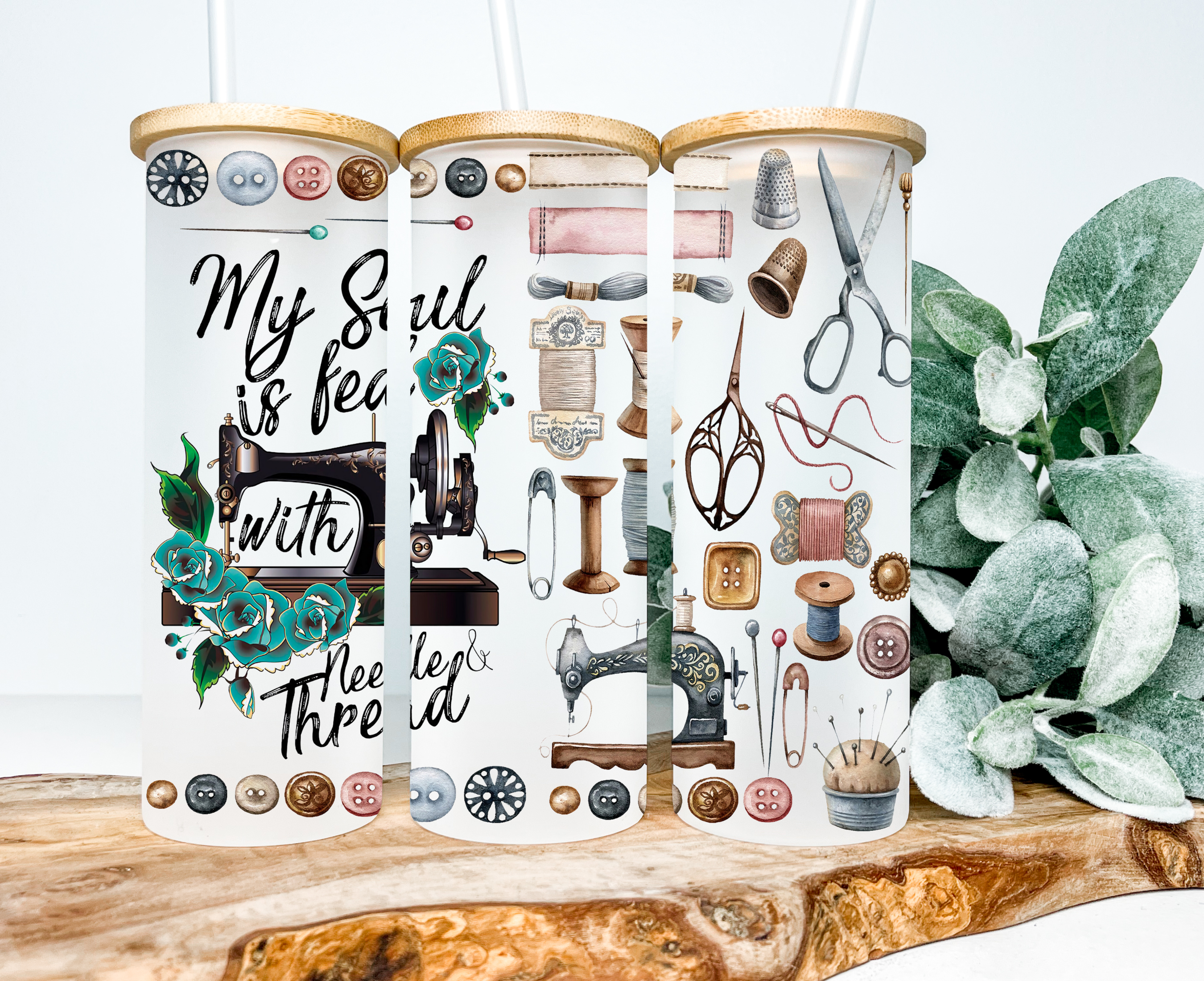 My Soul Is Fed With Needle & Thread Frosted Tumbler