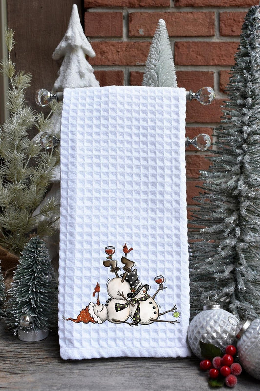 2 Tipsy Snowmen Tea Towel