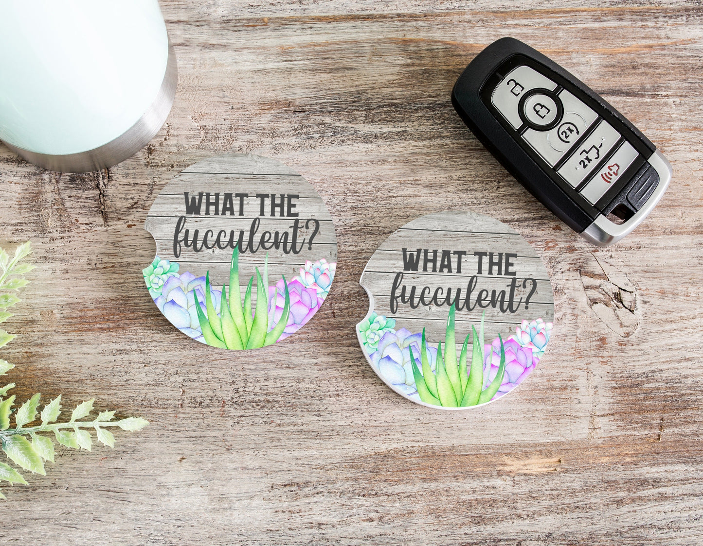 What The Fucculent Ceramic Car Coasters