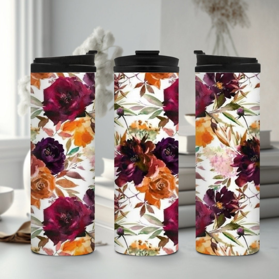 Burgundy Floral Tumbler