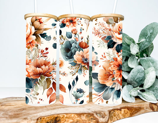 Boho Floral Glass Tumbler